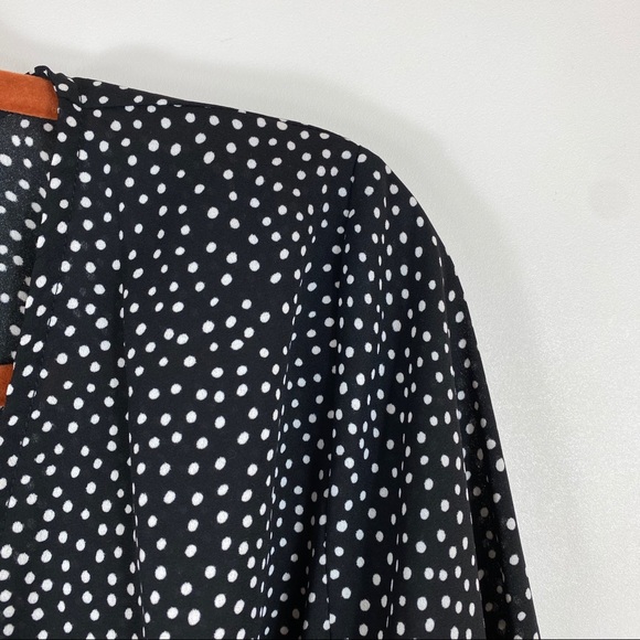 Lulus Love is Enough Black Polka Dot Wrap Top Sz L - Picture 9 of 13